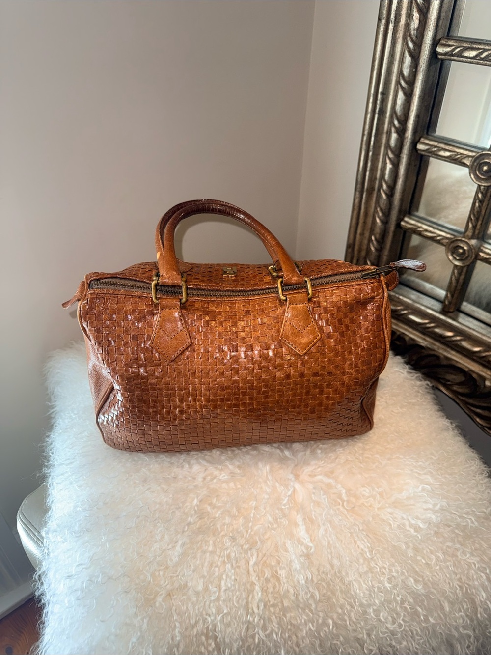 Rare Fendi Boston Bag S.A.S. Roma hand-woven "intrecciato" leather design - Picture 2 of 16